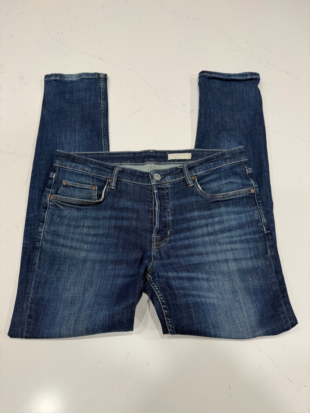 AllSaints Men's Rex Slim Fit Blue Jeans